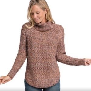 Prana Callisto Turtleneck Cowl Neck Sweater XS Purple, White, Orange, Gold, Blue
